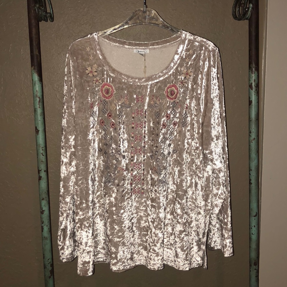 Velvet Embroidered Blouse